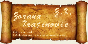 Zorana Krajinović vizit kartica